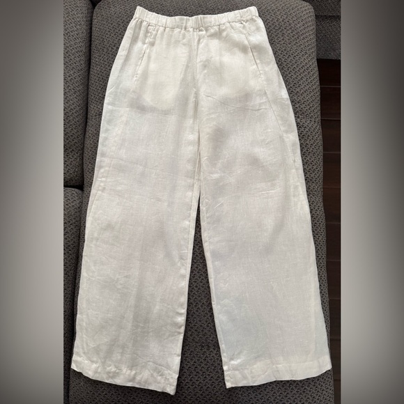 Velvet by Graham & Spencer Lola Linen Pant in Chalk White Small Relaxed Fit Crop - Picture 5 of 16